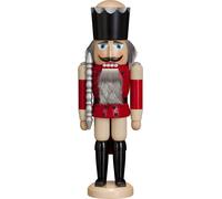 German nutcracker King ash-tree red, height 39 cm / 15 inch, original Erzgebi...