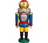 German nutcracker King blue, height 25 cm / 10 inch, original Erzgebirge by S...
