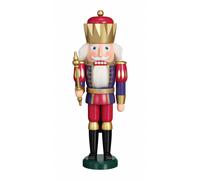 German nutcracker King indigo-rapberry, height 40 cm / 16 inch, original Erzg...