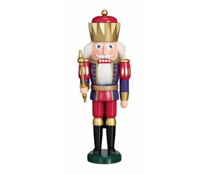 German nutcracker King indigo-rapberry, height 40 cm / 16 inch, original Erzg...