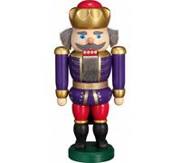 German nutcracker King indigo-raspberry, height 20 cm / 9 inch, original Erzg...