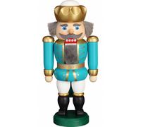 German nutcracker King turquoise and white, height 20 cm / 9 inch, original E...