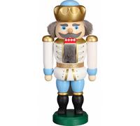 German nutcracker king white-blue, height 20 cm / 9 inch, original Erzgebirge...