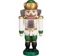 German nutcracker King white-green, height 20 cm / 9 inch, original Erzgebirg...