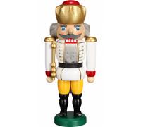 German nutcracker King white, height 25 cm / 10 inch, original Erzgebirge by ...