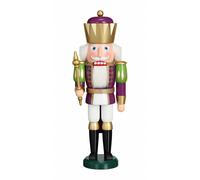 German nutcracker King white-purple, height 40 cm / 16 inch, original Erzgebi...