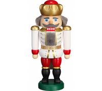 German nutcracker king white-red, height 20 cm / 9 inch, original Erzgebirge ...