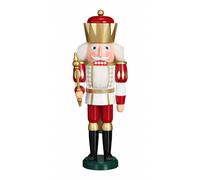 German nutcracker king white-red, height 40 cm / 16 inch, original Erzgebirge...