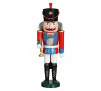 German nutcracker trumpeter red, height 39 cm / 15 inch, original Erzgebirge ...