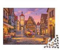 German Old Town Jigsaw Puzzle 1000 Pieces Recycled Paper Medieval Village Jigsaw Puzzles Educational Game Challenge Fun Family Game for Adults And Age 10 38x26cm/1000pcs