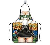 German Party Apron, Oil-Resistant Oktoberfest Apron with 3D Oktoberfest Motif Print, Leather Trousers Apron, Oktoberfest Bavarian Funny Apron for Kitchen, Cooking Aprons, Novelty , 1, Siehe