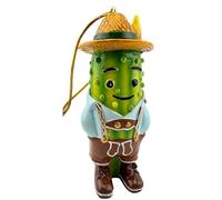 German Pickle Ornament Bavarian Weihnachtsgurke Christmas Tree Decoration Polyresin Pickleman in Traditional Lederhosen