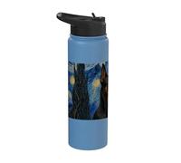 German Pinscher Dog Van Gogh Starry Night Stainless Steel Insulated Water Bottle