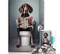 German Pointer on The Toilet Puzzles for Teenagers Teens 1000pc Puzzle,Family Game Stress Reliever Difficult Challenge Secret Santa Gifts (38x26cm)