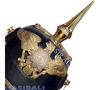 German Prussian Helmet Leather Pickelhaube Helmet halloween costumes with Brass Chinstrap