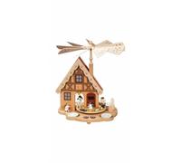 German pyramid angel bakery with house, height 29 cm / 11 inch, original Erzg...