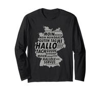 German Regional Greetings Map Dialect Typography Long Sleeve T-Shirt