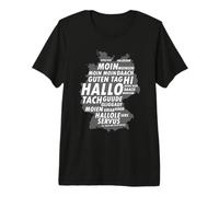 German Regional Greetings Map Dialect Typography Premium T-Shirt