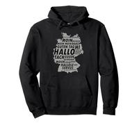 German Regional Greetings Map Dialect Typography Pullover Hoodie