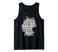 German Regional Greetings Map Dialect Typography Tank Top