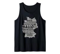 German Regional Greetings Map Dialect Typography Tank Top