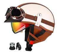 German Retro Jet Helmet, Ece Certified, Open-Face Motorcycle Helmet With Visor And Removable Liner, Suitable For Bicycles, Motorcycles, And Scooters. I,L:57-58CM