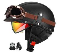 German Retro Jet Helmet, Ece Certified, Open-Face Motorcycle Helmet With Visor And Removable Liner, Suitable For Bicycles, Motorcycles, And Scooters. C,XL:59-60CM