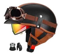 German Retro Jet Helmet, Ece Certified, Open-Face Motorcycle Helmet With Visor And Removable Liner, Suitable For Bicycles, Motorcycles, And Scooters. L,2XL:61-62CM