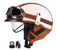 German Retro Jet Helmet, Ece Certified, Open-Face Motorcycle Helmet With Visor And Removable Liner, Suitable For Bicycles, Motorcycles, And Scooters. G,M:55-56CM