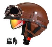 German Retro Jet Helmet, Ece Certified, Open-Face Motorcycle Helmet With Visor And Removable Liner, Suitable For Bicycles, Motorcycles, And Scooters. F,L:57-58CM