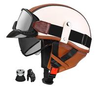 German Retro Jet Helmet, Ece Certified Open-Face Motorcycle Helmet With Visor And Removable Liner, Unisex Retro Scooter Helmet For Adults. H,XL:59-60CM