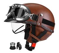 German Retro Motorcycle Jet Half Helmet, Ece Certified, Unisex, With Visor And Removable Liner, Retro Scooter Helmet. A,2XL:61-62CM