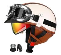 German Retro Motorcycle Jet Half Helmet, Ece Certified, Unisex, With Visor And Removable Liner, Retro Scooter Helmet. F,M:55-56CM