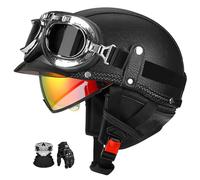 German Retro Motorcycle Jet Half Helmet, Ece Certified, Unisex, With Visor And Removable Liner, Retro Scooter Helmet. I,XL:59-60CM