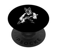 German Shepard Dog Playing Guitar Design PopSockets Adhesive PopGrip