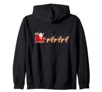 German Sheperd Santa Christmas Sleigh - German Sheperd Xmas Zip Hoodie