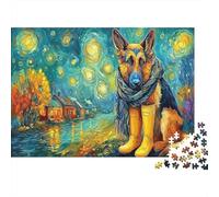 German Shepherd 1000 Pc Eco-friendly Cardboard Cute Dog Standard Jigsaw Puzzle for Adults Mind Relaxation for Office Leisure 52x38cm/1000pcs