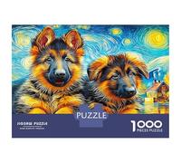 German Shepherd 1000 Pc Premium Cardstock German Shepherd Pups Puzzle Budget-Friendly Educational Challenge Family Evening Relaxation 52x38cm/1000pcs