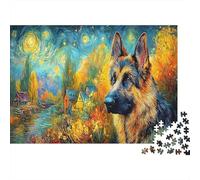 German Shepherd 1000 Pc Recycled Cardboard Cute Dog DIY Jigsaw Puzzle Kids 12+ Lovers Mind Relaxation for Framing for Adults 38x26cm/1000pcs