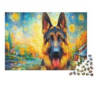 German Shepherd 1000 PC Recycled Cardboard Jigsaw Puzzle Adults Anxiety Reducer Creativity Wall Decoration Great-Gift-Ideas for Anniversary 38x26cm/1000pcs