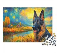 German Shepherd 1000 PC Recycled Cardboard Jigsaw Puzzle Adults Anxiety Reducer Creativity Wall Decoration Great-Gift-Ideas for Anniversary 38x26cm/1000pcs