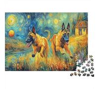 German Shepherd 1000 Pc Sturdy Cardboard Cute Dog Jigsaw Puzzle Assortment Teen Lovers Fun Family Game Thanksgiving 38x26cm/1000pcs