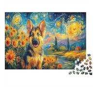 German Shepherd 1000 Pcs Cardboard Cute Dog Modern Jigsaw Puzzle Adults Kids Educational Game Decompression 52x38cm/1000pcs