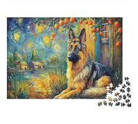 German Shepherd 1000 Pcs Cardboard Cute Dog Modern Jigsaw Puzzle Adults Kids Educational Game Decompression 70x50cm/1000pcs