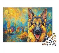 German Shepherd 1000 Pcs Eco-friendly Cardboard Cute Dog Standard Jigsaw Puzzle Adults Kids Stress Relief Office Leisure Premium Gift 52x38cm/1000pcs