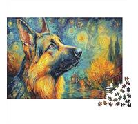 German Shepherd 1000 Pcs Recycled Cardboard Cute Dog Jigsaw Puzzle Assortment Senior Jigsaw Enthusiasts Brain Training for Home Decor Must-have Gift Set 38x26cm/1000pcs