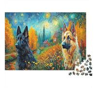 German Shepherd 1000 Pcs Sturdy Cardboard Cute Dog Premium Jigsaw Puzzle Kids Beginners Logic Skill for Framing Thoughtful Gift Idea 38x26cm/1000pcs