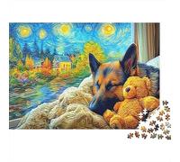 German Shepherd 1000 Pcs Thick Cardboard Cute Dog Modern Jigsaw Puzzle Senior Enthusiasts Cognitive Development Gifting Thoughtful Gift 70x50cm/1000pcs