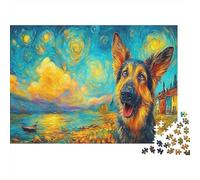 German Shepherd 1000 Piece Cardboard Cute Dog Custom Jigsaw Puzzle Adults Concentration Training Indoor Activity Housewarming Gift 70x50cm/1000pcs