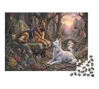 German Shepherd 1000 Piece Cardboard Jigsaw Puzzle Forest Stream for Adult Stress Relief Seekers Home Entertainment Unique Pattern 70x50cm/1000pcs
